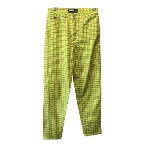 MINGA London Plaid Pants Women's Yellow Green Checkered High‎ Waist size 2-26